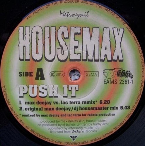 Housemax push vinyl single - housemax,